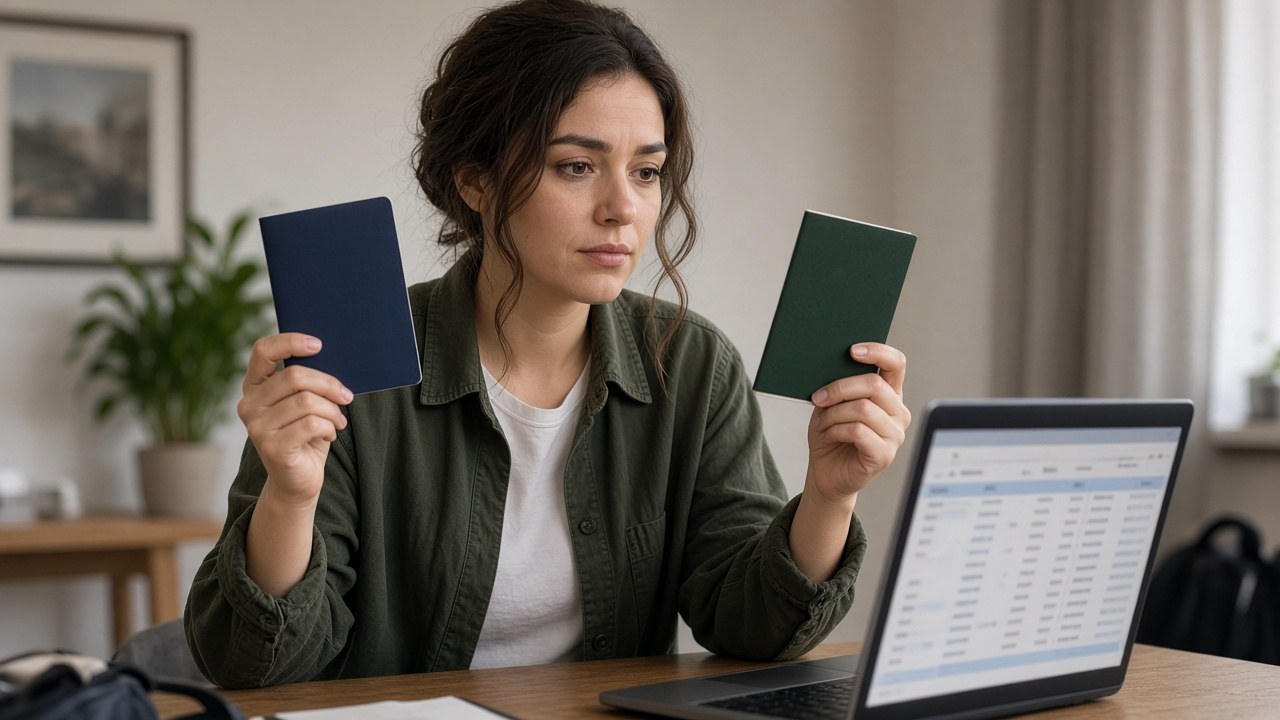 Dual passport traveler matching flight itinerary to visa application passport